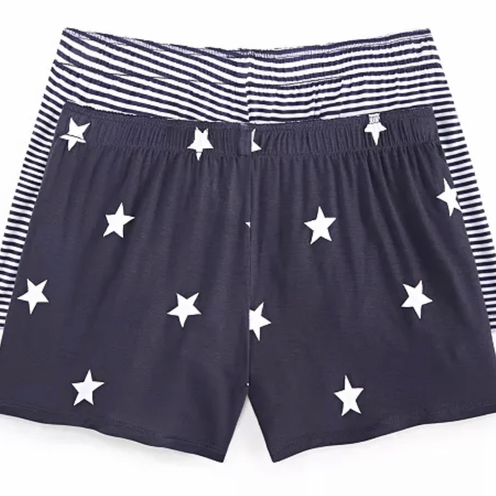 NWT 🇺🇸2 Pair New Women’s Boxer Shorts Navy Blue & White Stripes + Navy & Stars